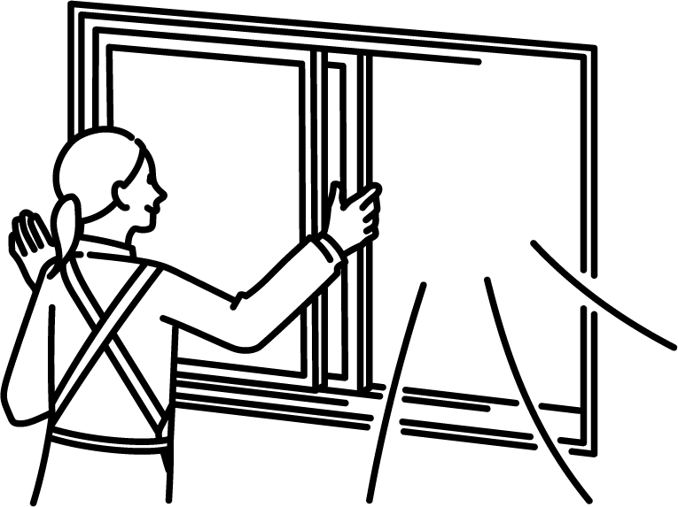 換気をしながら作業をしている様子