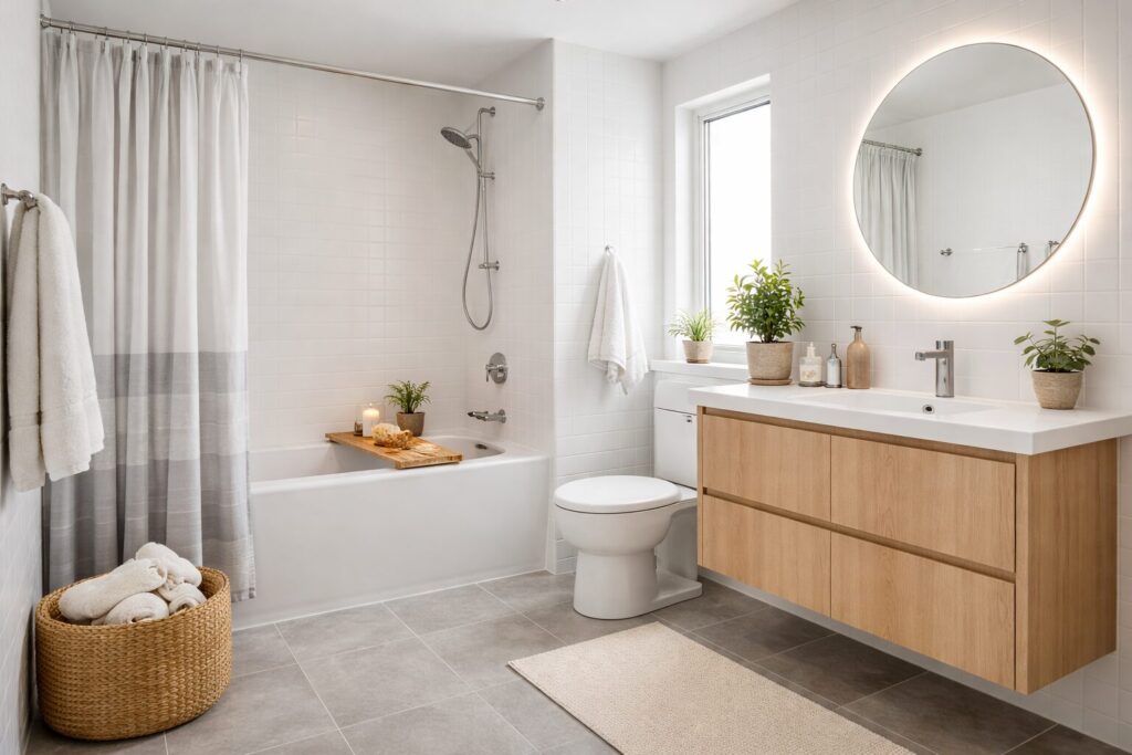 モダンな雰囲気のある浴室