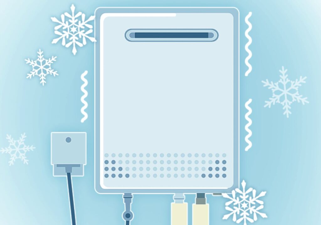 給湯器が凍結しかけているイメージを表したイラスト