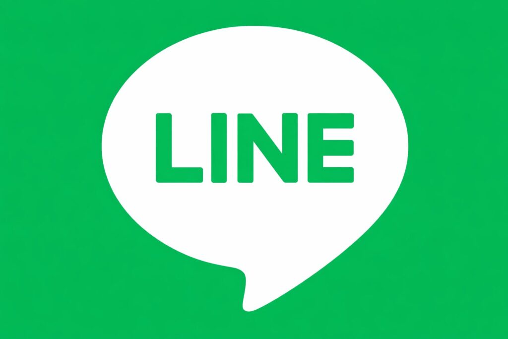 LINEのロゴ(緑色の背景に白い吹き出しと「LINE」の文字)