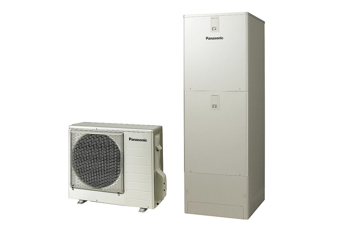 パナソニック製エコキュートの貯湯ユニットとヒートポンプユニットが並んだ製品外観画像