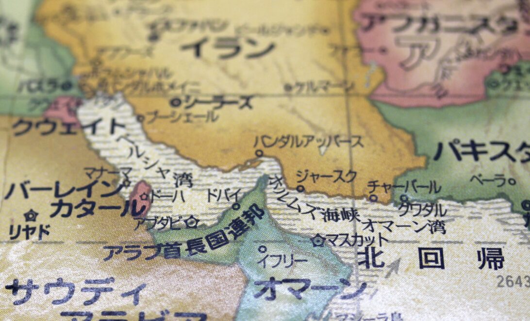 イラン・カタール・UAE周辺の中東地域を示した地図