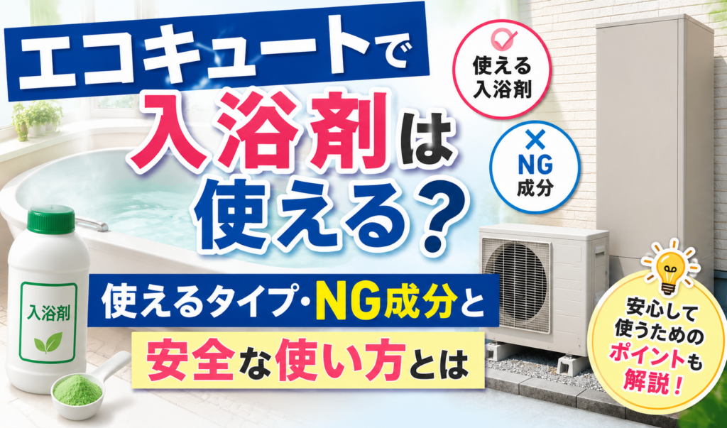 エコキュートで使える入浴剤のタイプやNG成分、安全な使い方を紹介するイメージ画像
