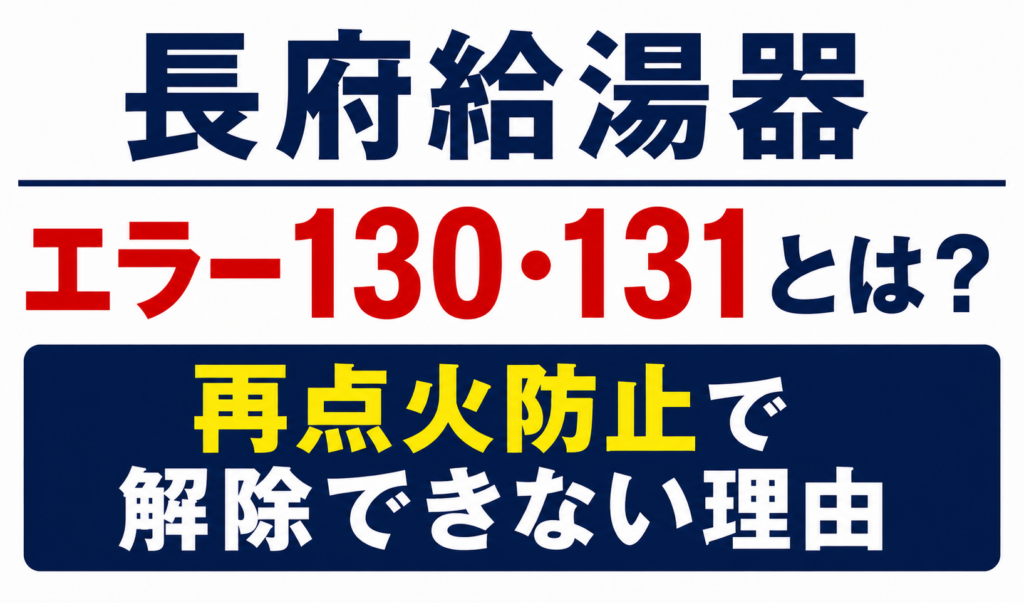 長府給湯器のエラー130・131と再点火防止により解除できない理由を解説するサムネイル画像