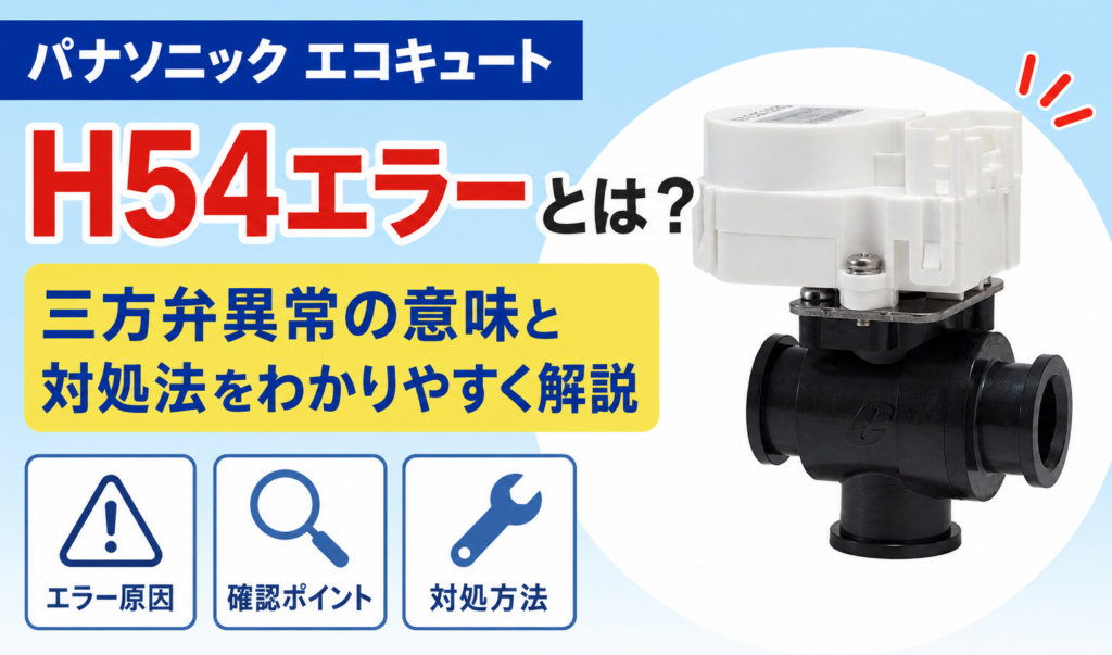 パナソニック エコキュートのH54エラーと三方弁異常の原因・確認ポイント・対処方法を解説するサムネイル画像