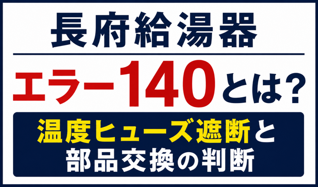 長府給湯器のエラー140と温度ヒューズ遮断、部品交換の判断について解説するサムネイル画像