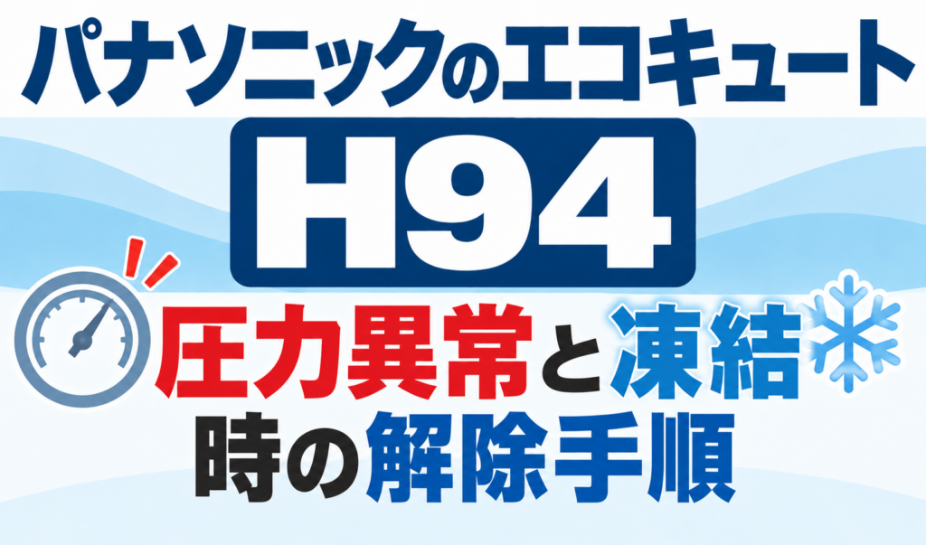 パナソニックのエコキュートH94で、圧力異常と凍結時の解除手順を解説するサムネイル画像