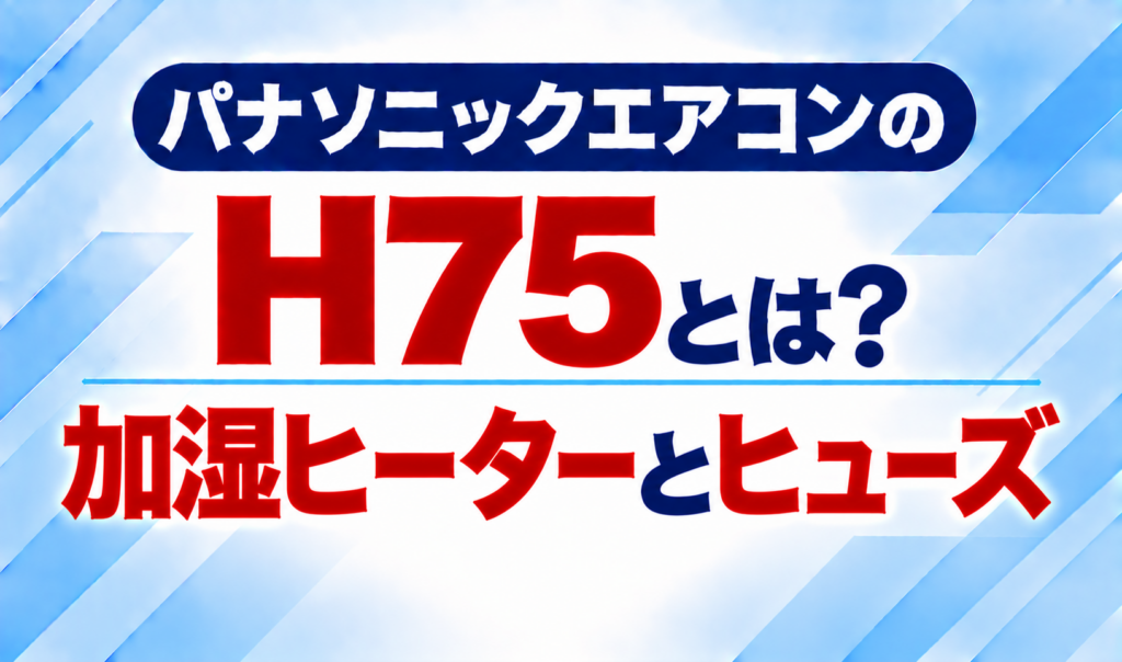 パナソニックエアコンのエラーコードH75と、加湿ヒーターとヒューズについて示した文字のみのサムネイル画像