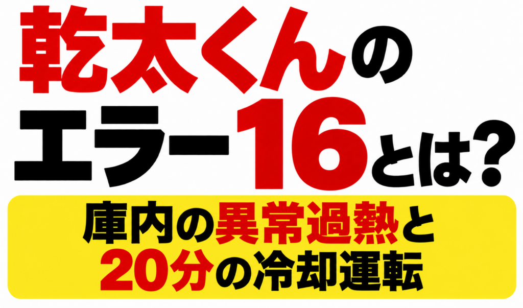 乾太くんのエラー16とは？庫内の異常過熱と20分の冷却運転と書かれたサムネイル画像