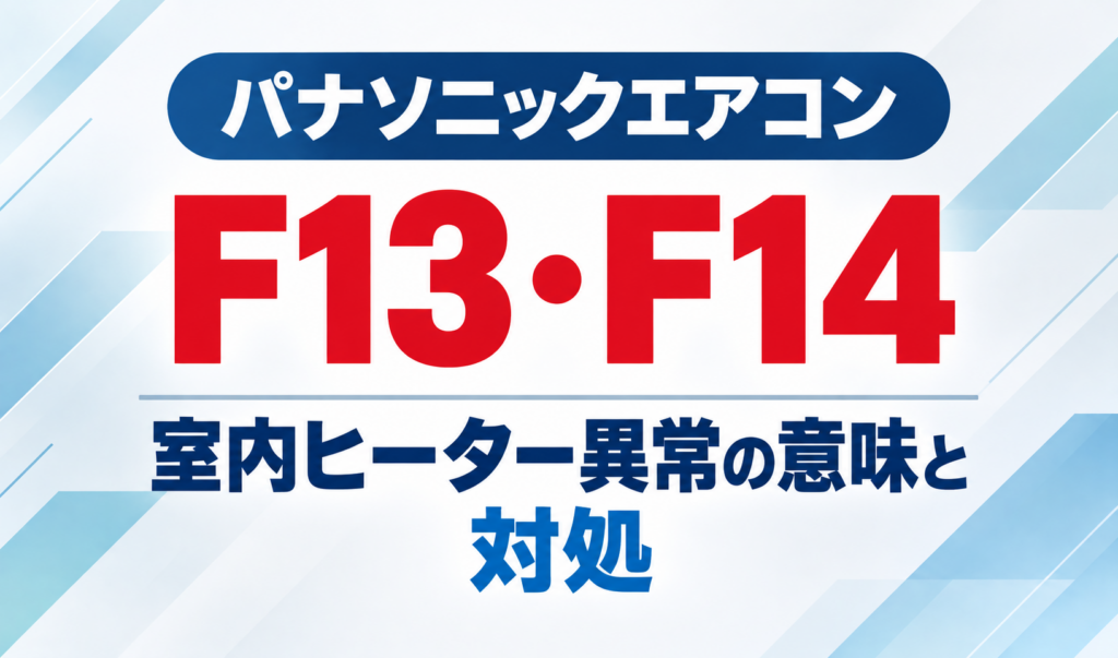 パナソニックエアコンのエラーコードF13・F14と、室内ヒーター異常の意味・対処を示したサムネイル画像