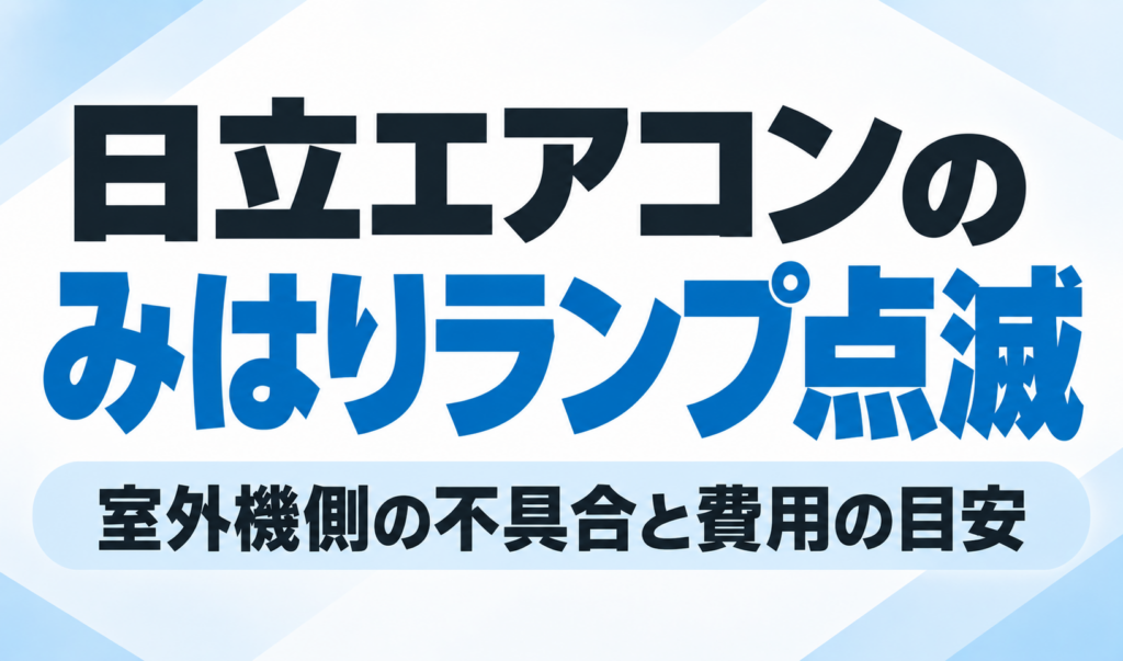日立エアコンのみはりランプ点滅について、室外機側の不具合と修理費用の目安を解説するサムネイル