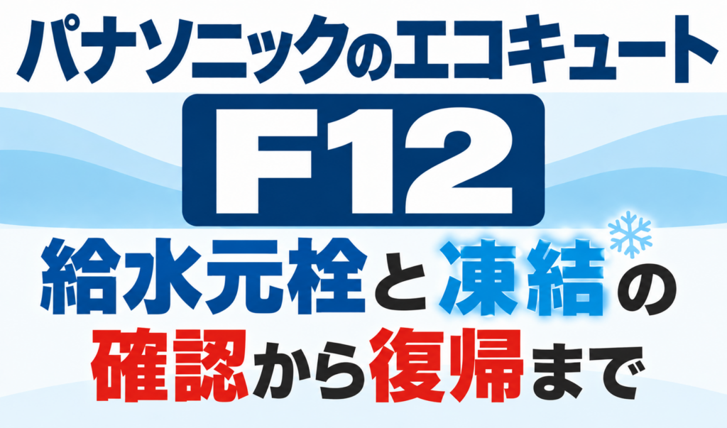 パナソニックのエコキュートF12で、給水元栓と凍結を確認して復帰するまでの手順を解説するサムネイル画像