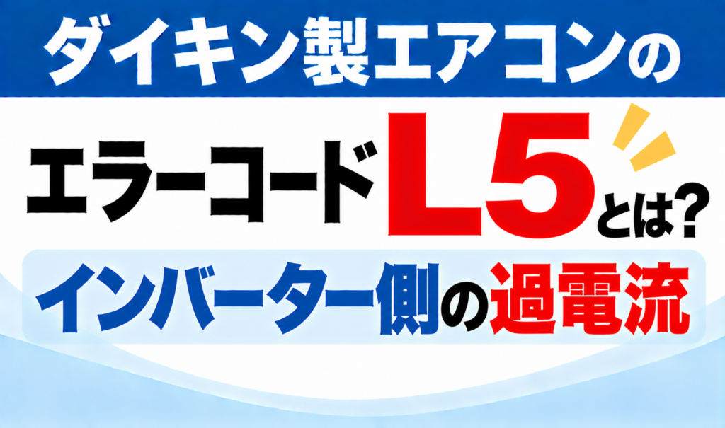 ダイキン製エアコンのエラーコードL5について、インバーター側の過電流を示した文字のみのサムネイル画像