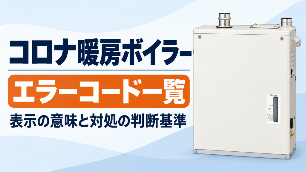 コロナ暖房ボイラーのエラーコード一覧と表示の意味・対処の判断基準を紹介するイラスト