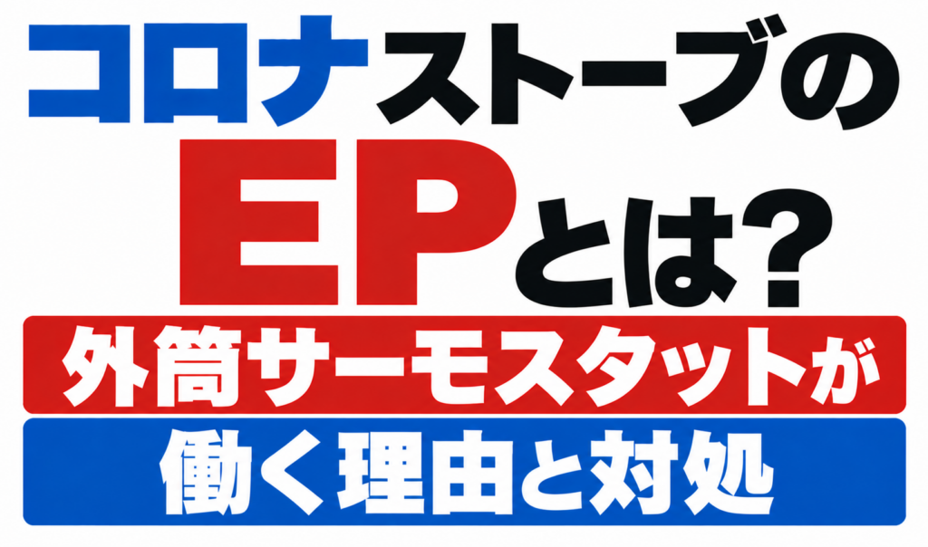 コロナストーブのEP表示について、外筒サーモスタットが働く理由と対処を解説したサムネイル画像