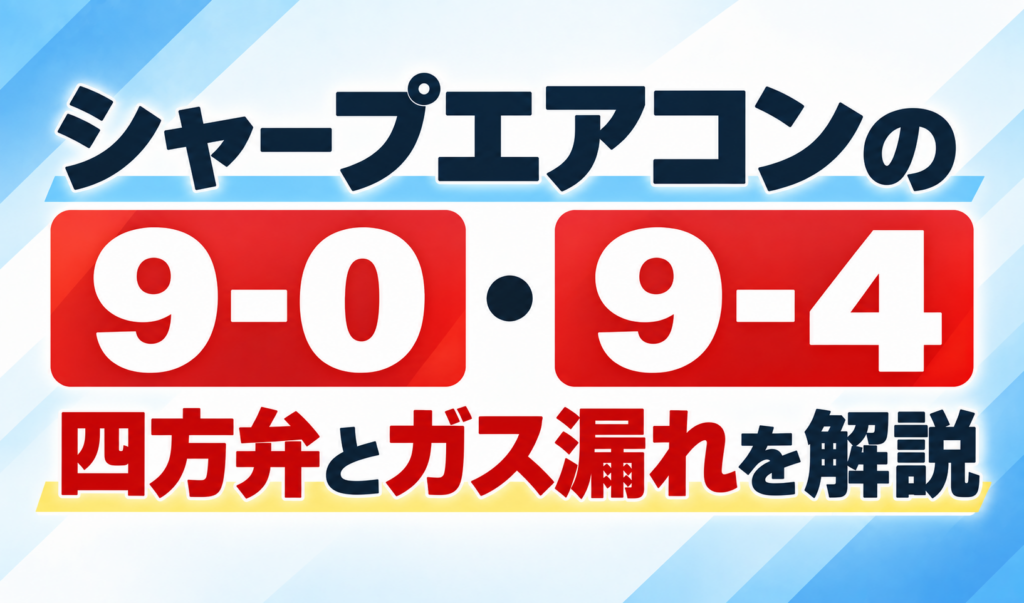 シャープエアコンのエラー9-0・9-4と四方弁・ガス漏れについて解説するサムネイル画像