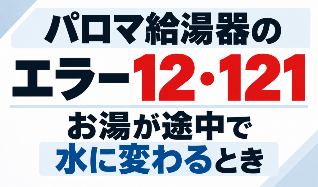 パロマ給湯器のエラー12・121でお湯が途中から水に変わるときの症状を示したサムネイル画像