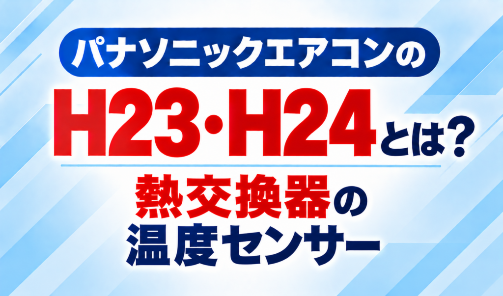 パナソニックエアコンのエラーコードH23・H24と、熱交換器の温度センサーについて示した文字のみのサムネイル画像