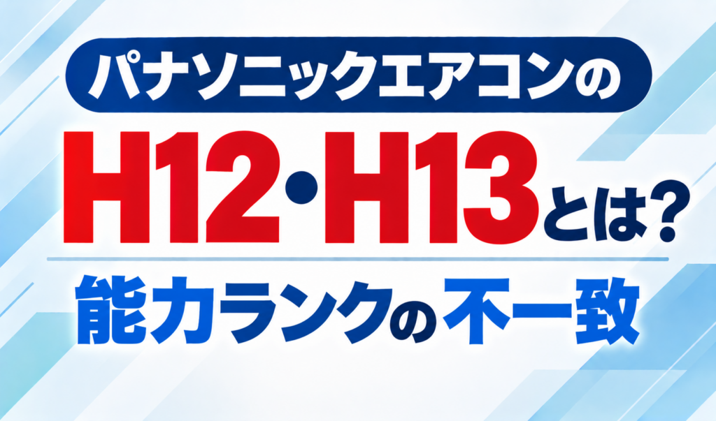 パナソニックエアコンのエラーコードH12・H13と、能力ランクの不一致について示したサムネイル画像