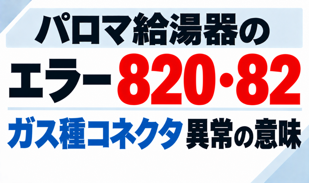 パロマ給湯器のエラー820・82でガス種コネクタ異常の意味について示したサムネイル画像