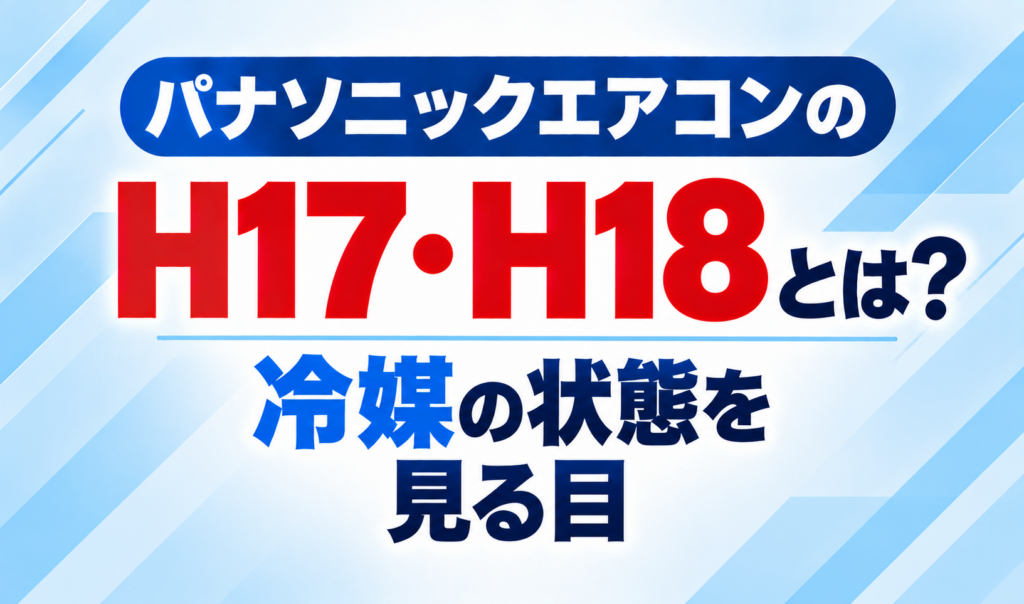パナソニックエアコンのエラーコードH17・H18と、冷媒の状態を見る目について示した文字のみのサムネイル画像