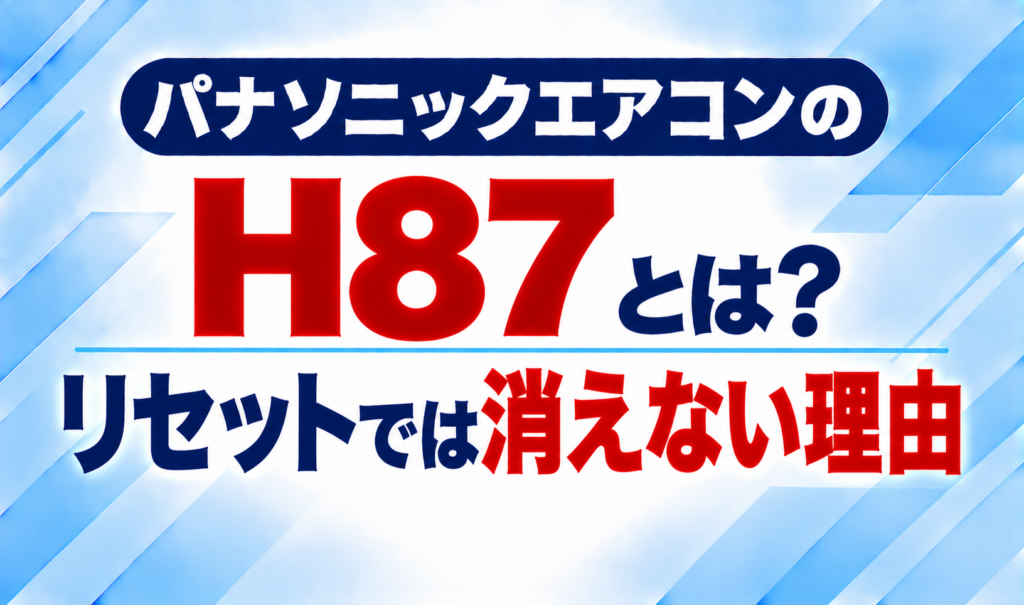 パナソニックエアコンのエラーコードH87と、リセットでは消えない理由について示した文字のみのサムネイル画像