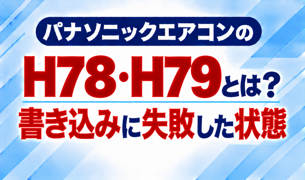 パナソニックエアコンのエラーコードH78・H79と、書き込みに失敗した状態について示した文字のみのサムネイル画像