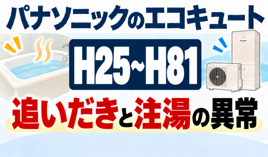 パナソニックのエコキュートH25〜H81で、追いだきと注湯の異常について解説するサムネイル画像