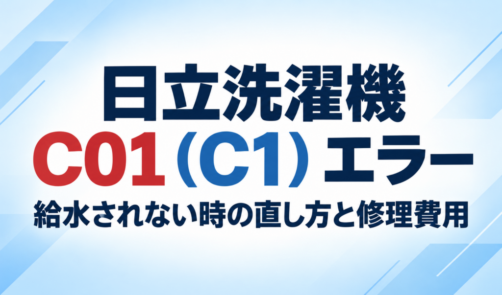日立洗濯機のC01（C1）エラーと給水されないときの直し方・修理費用を示したサムネイル