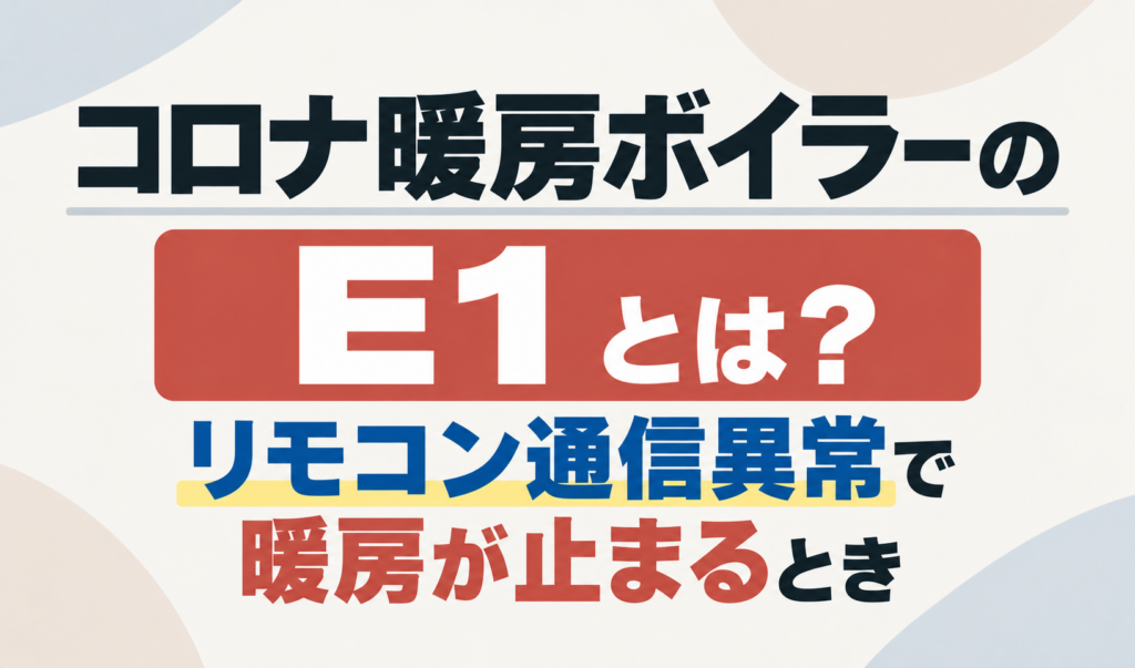 コロナ暖房ボイラーのE1について、リモコン通信異常で暖房が止まるときを示したサムネイル画像
