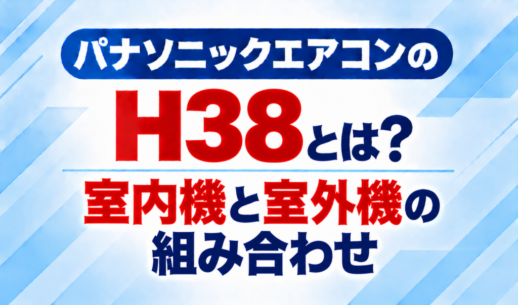 パナソニックエアコンのエラーコードH38と、室内機と室外機の組み合わせについて示した文字のみのサムネイル画像
