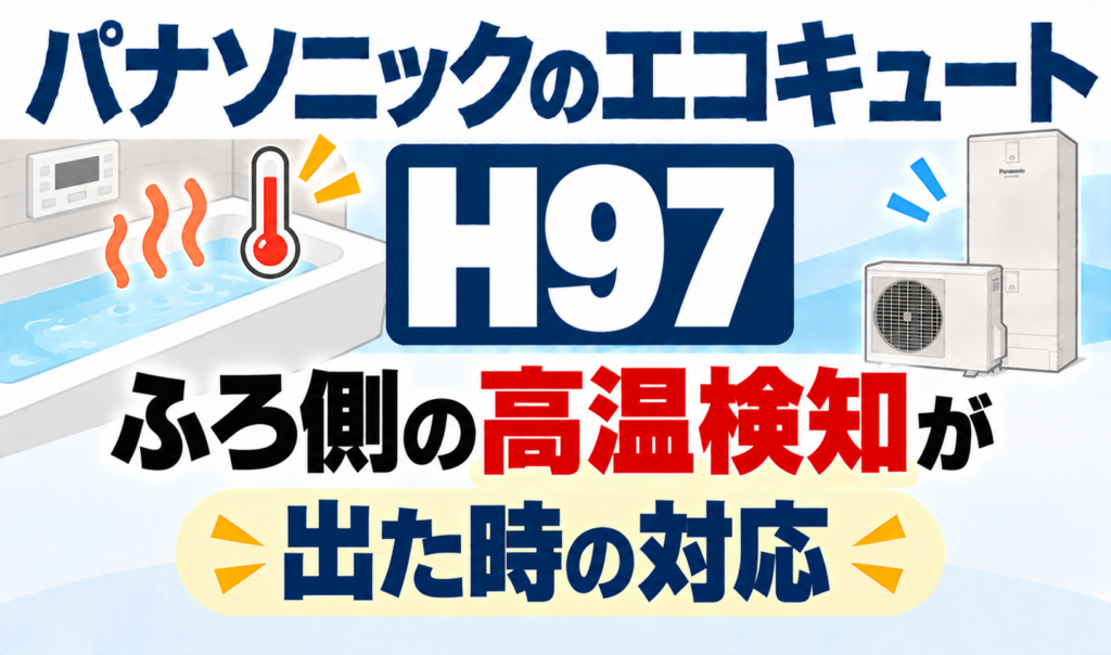 パナソニックのエコキュートH97で、ふろ側の高温検知が出たときの対応を解説するサムネイル画像