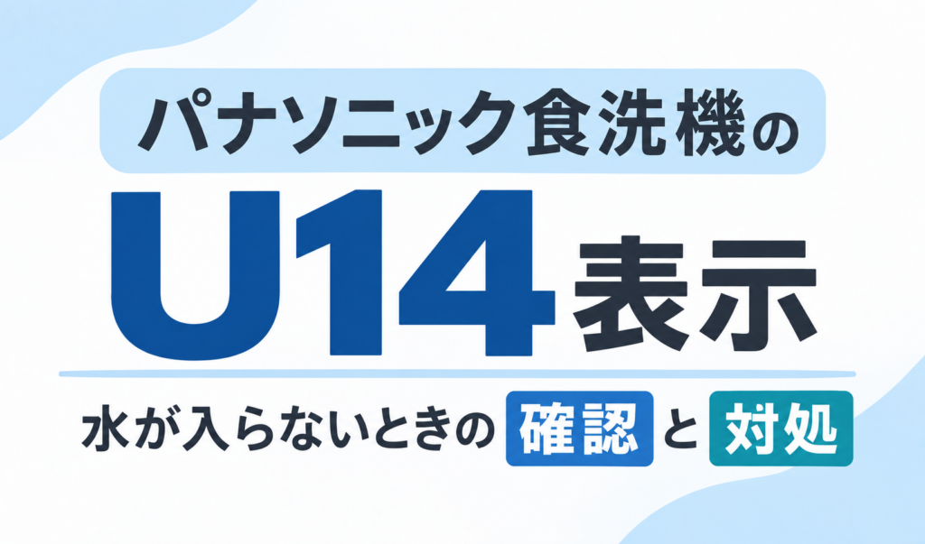 パナソニック食洗機のU14表示と水が入らないときの確認・対処方法を示したサムネイル画像