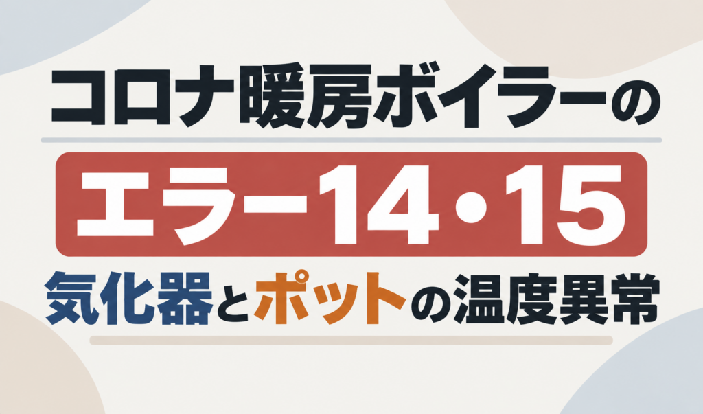 コロナ暖房ボイラーのエラー14・15について、気化器とポットの温度異常を示したサムネイル画像