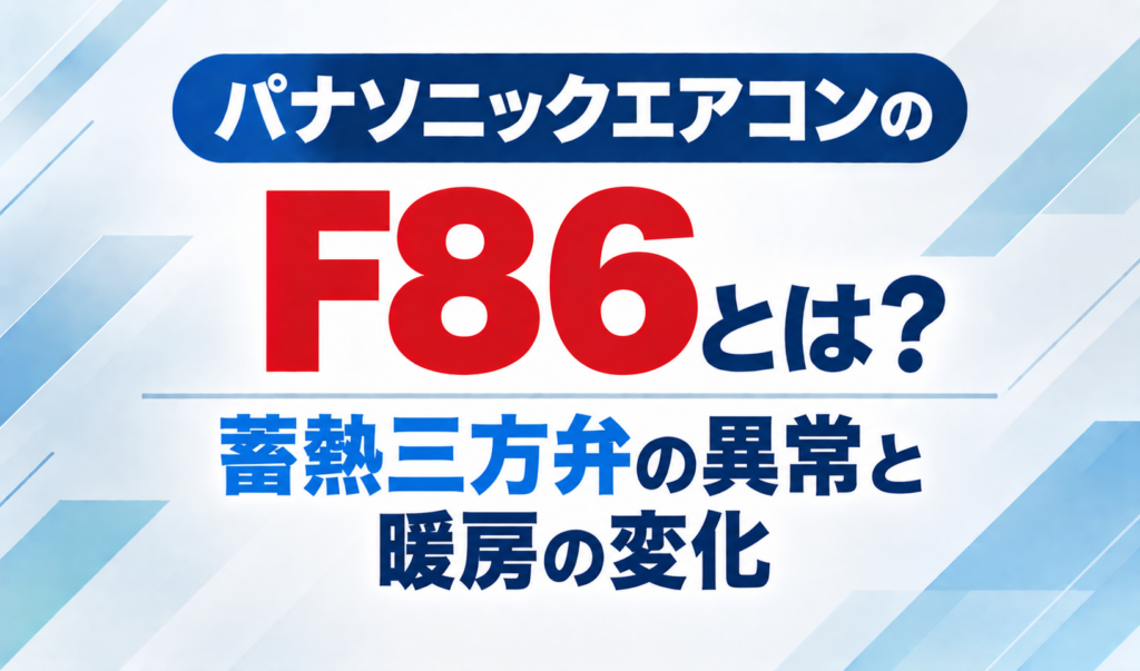 パナソニックエアコンのエラーコードF86と、蓄熱三方弁の異常・暖房の変化を示したサムネイル画像