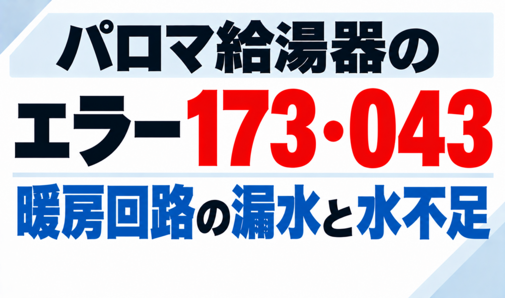 パロマ給湯器のエラー173・043で暖房回路の漏水と水不足について示したサムネイル画像