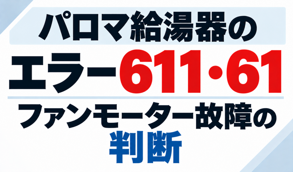 パロマ給湯器のエラー611・61でファンモーター故障を判断する際のポイントを示したサムネイル画像