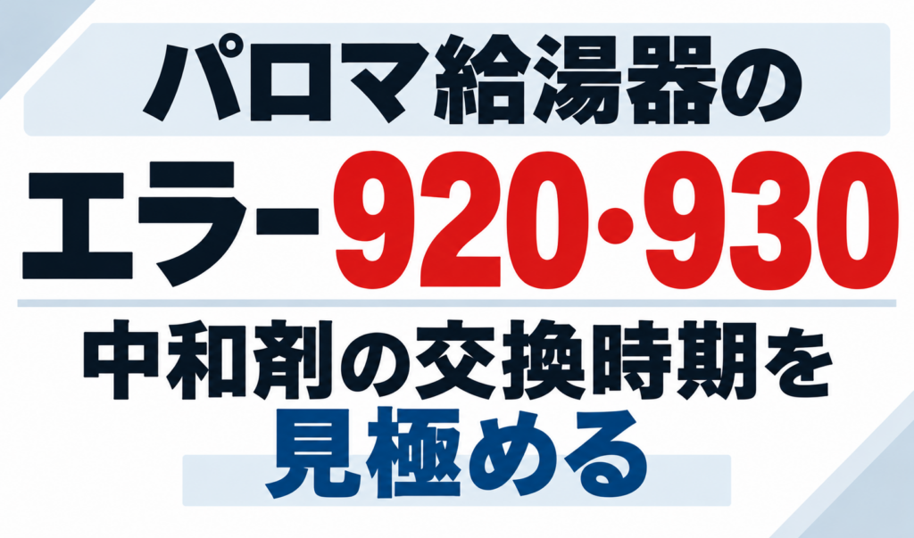 パロマ給湯器のエラー920・930で中和剤の交換時期を見極める方法を示したサムネイル画像