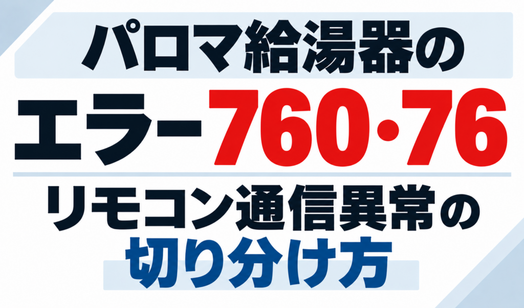 パロマ給湯器のエラー760・76でリモコン通信異常を切り分ける方法を示したサムネイル画像