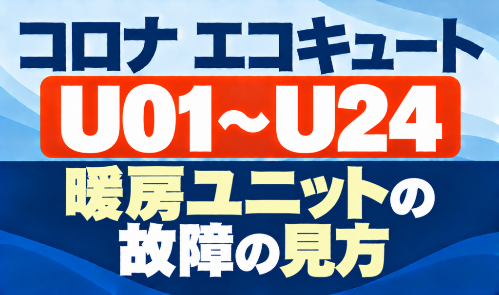 コロナ エコキュートのU01〜U24と暖房ユニットの故障の見方を示したサムネイル画像