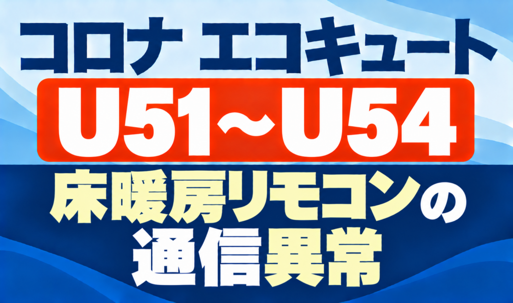 コロナ エコキュートのU51〜U54と床暖房リモコンの通信異常を示したサムネイル画像