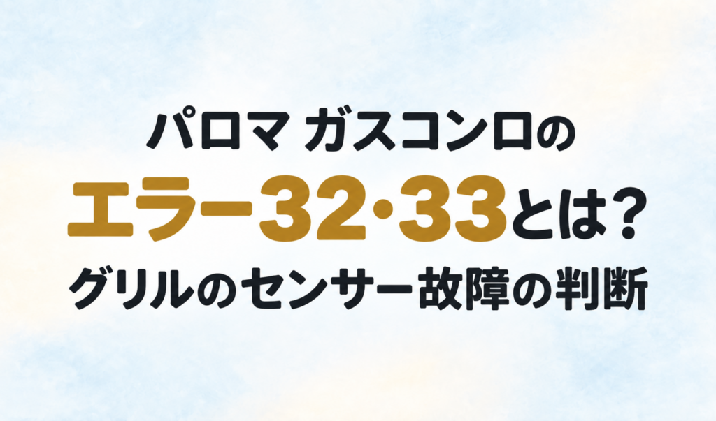 パロマ ガスコンロのエラー32・33と、グリルのセンサー故障の判断を示す文字のみのサムネイル