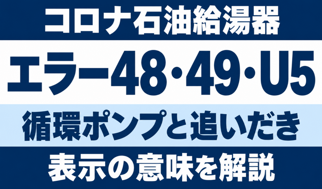 コロナ石油給湯器のエラー48・49・U5と循環ポンプ・追いだきについて示す文字中心のサムネイル