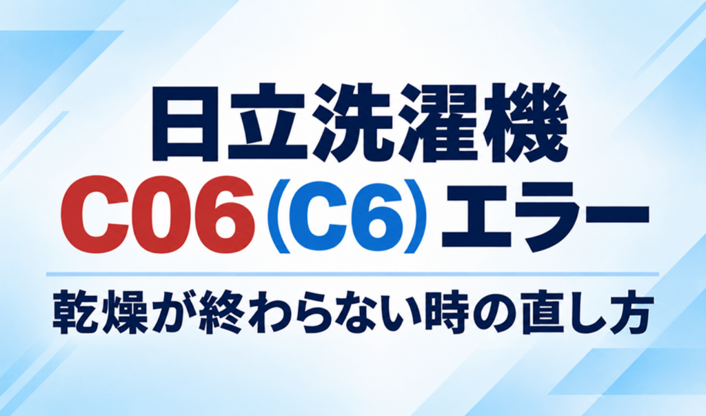 日立洗濯機のC06（C6）エラーと乾燥が終わらないときの直し方を示したサムネイル