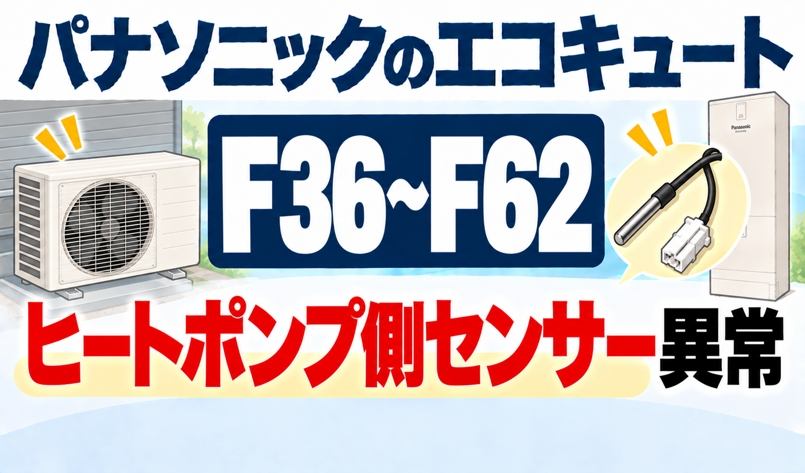 パナソニックのエコキュートF36〜F62で、ヒートポンプ側のセンサー異常について解説するサムネイル画像
