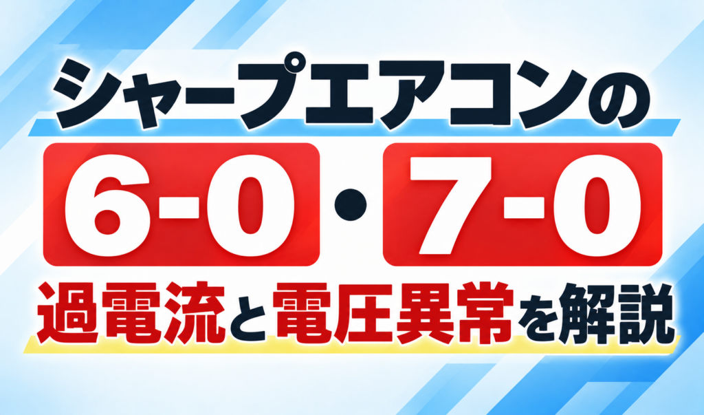 シャープエアコンのエラー6-0・7-0と過電流・電圧異常について解説するサムネイル画像