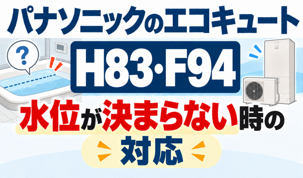 パナソニックのエコキュートH83・F94で、水位が決まらないときの対応を解説するサムネイル画像