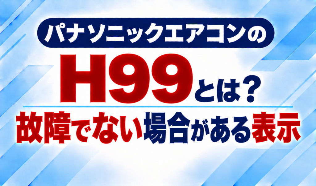 パナソニックエアコンのエラーコードH99と、故障ではない場合がある表示について示した文字のみのサムネイル画像
