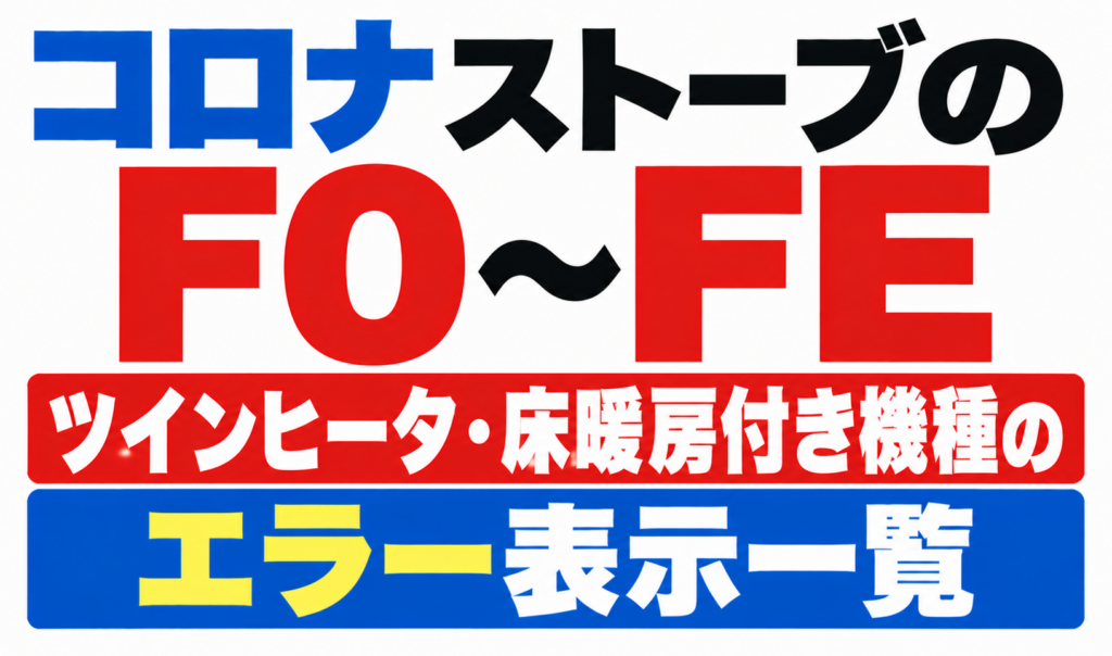 コロナストーブのF0〜FE表示について、ツインヒータ・床暖房付き機種のエラーを示したサムネイル画像