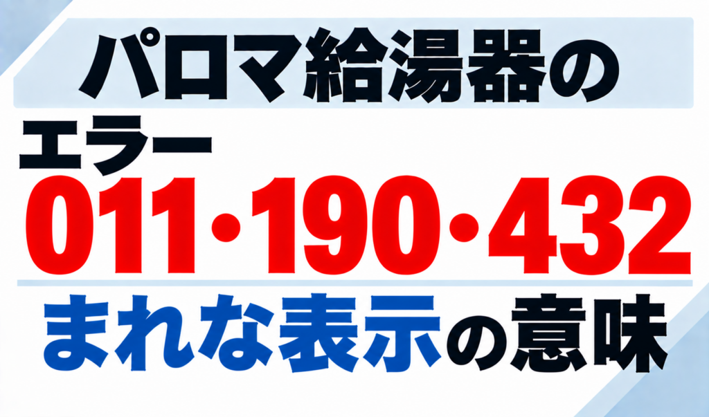 パロマ給湯器のエラー011・190・432など、まれに表示されるエラーの意味を示したサムネイル画像